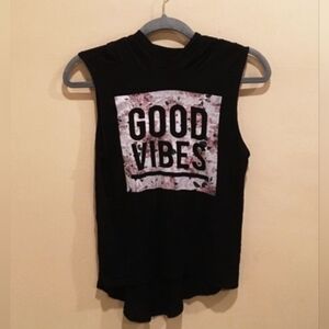Good Vibes Graphic Hooded Muscle Tee XS